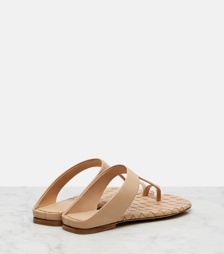 Green Bottega Veneta Livia Intrecciato leather thong sandals - Flat Sandals