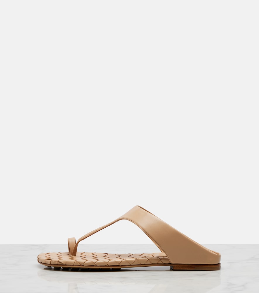 Green Bottega Veneta Livia Intrecciato leather thong sandals - Flat Sandals