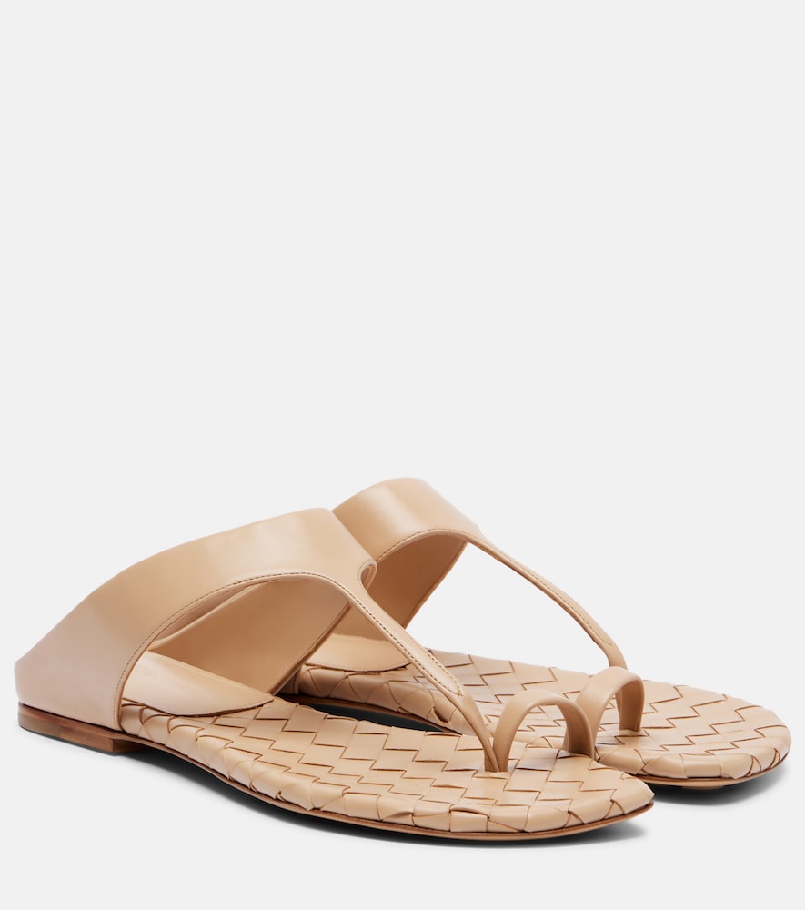 Green Bottega Veneta Livia Intrecciato leather thong sandals - Flat Sandals