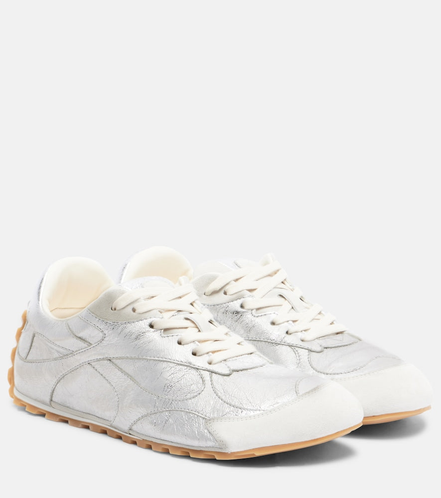 Bottega Veneta Orbit Flash metallic leather sneakers - Silver Low-Top Sneakers