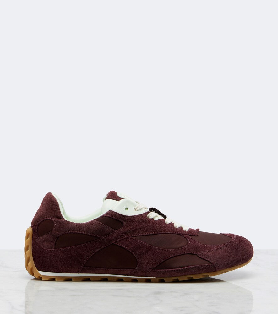 Bottega Veneta Orbit Flash suede-trimmed sneakers - Burgundy Low-Top Sneakers