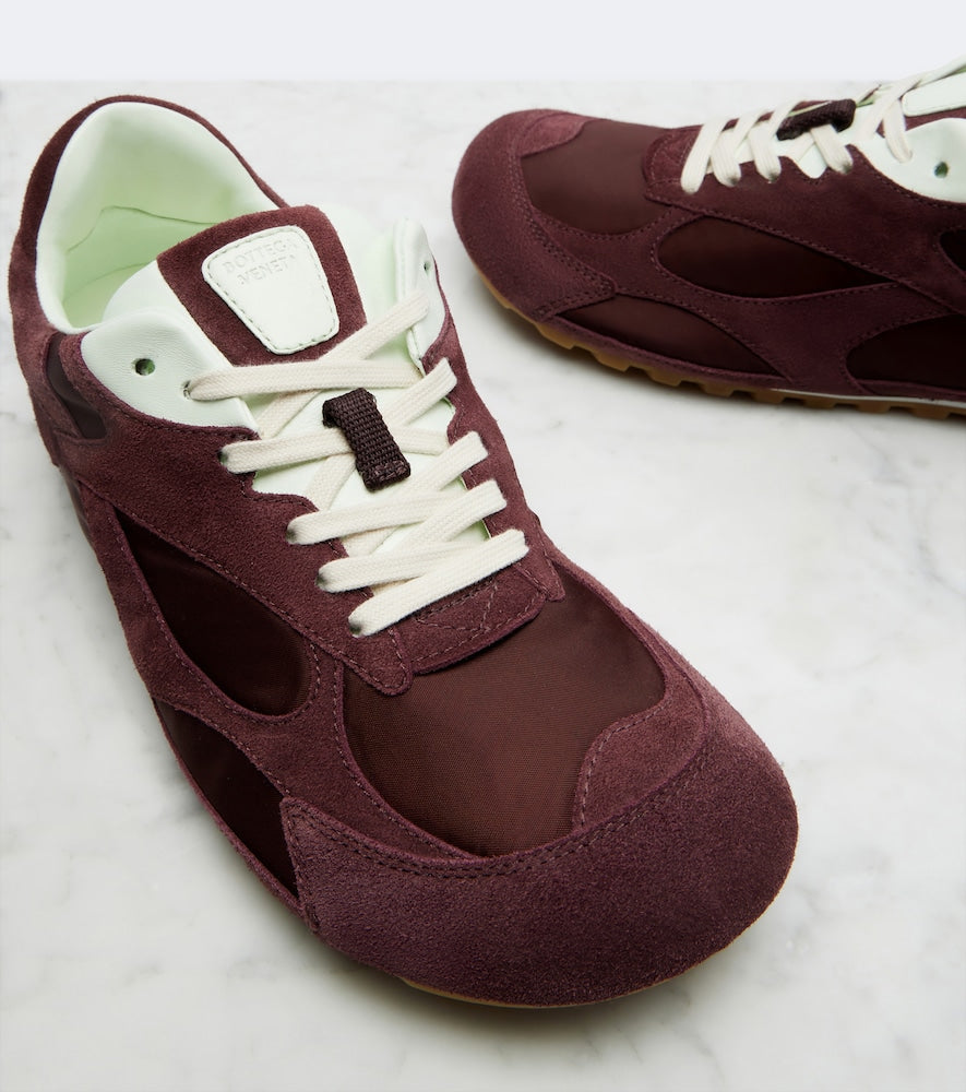 Bottega Veneta Orbit Flash suede-trimmed sneakers - Burgundy Low-Top Sneakers