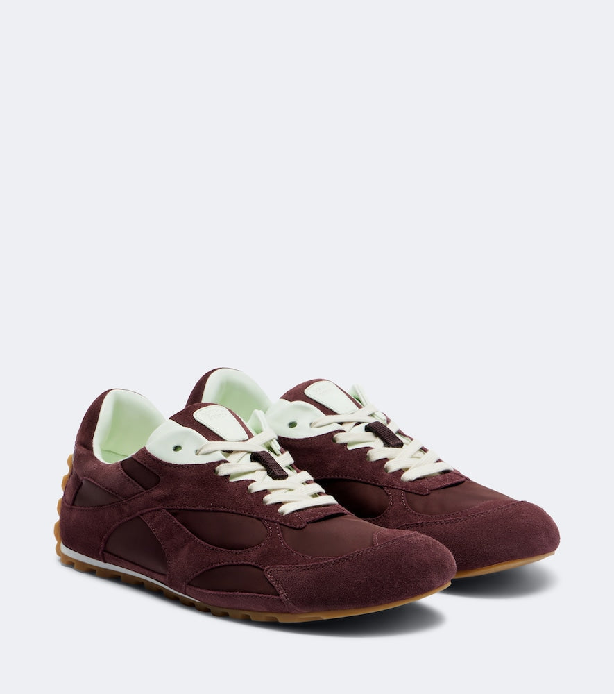 Bottega Veneta Orbit Flash suede-trimmed sneakers - Burgundy Low-Top Sneakers