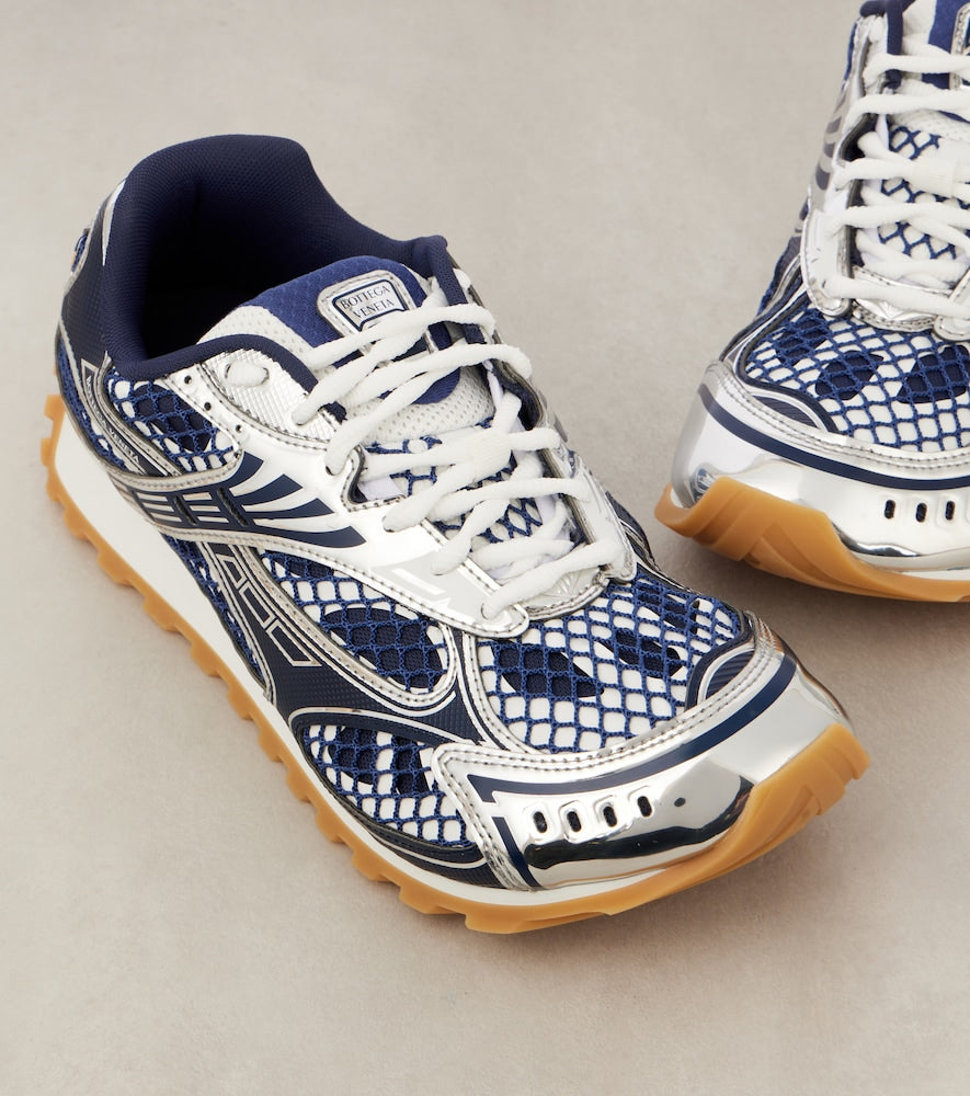 Bottega Veneta Orbit leather-trimmed sneakers - Blue Low-Top Sneakers