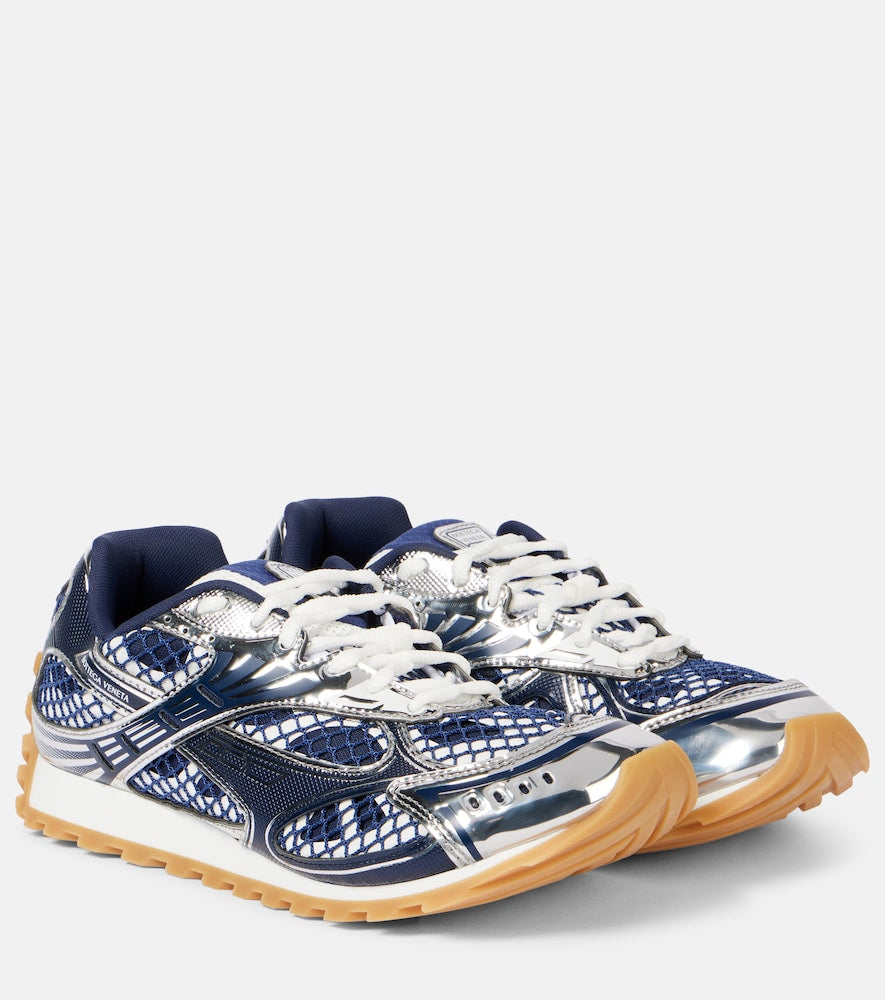 Bottega Veneta Orbit leather-trimmed sneakers - Blue Low-Top Sneakers