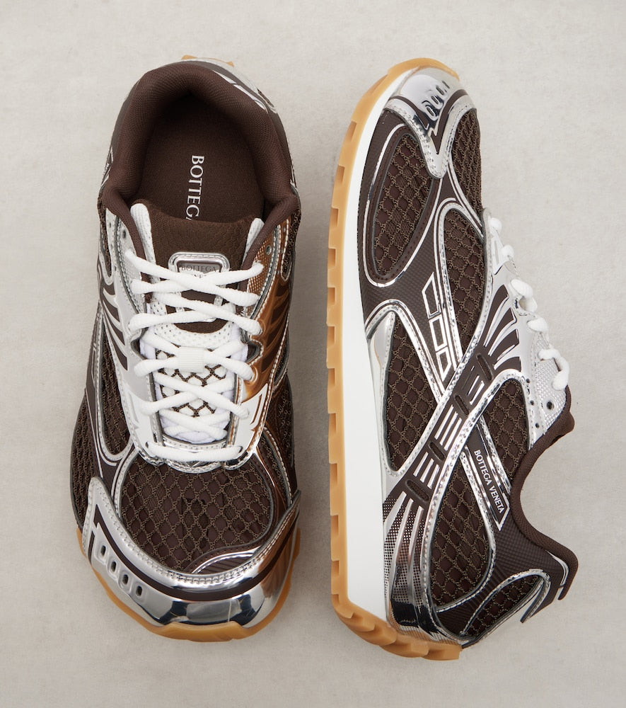 Bottega Veneta Orbit leather-trimmed sneakers in Brown - Low-Top Sneakers
