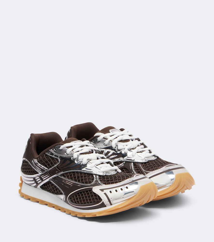 Bottega Veneta Orbit leather-trimmed sneakers in Brown - Low-Top Sneakers