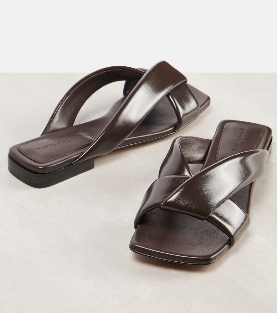 Bottega Veneta Riva leather sandals - Brown Flat Sandals