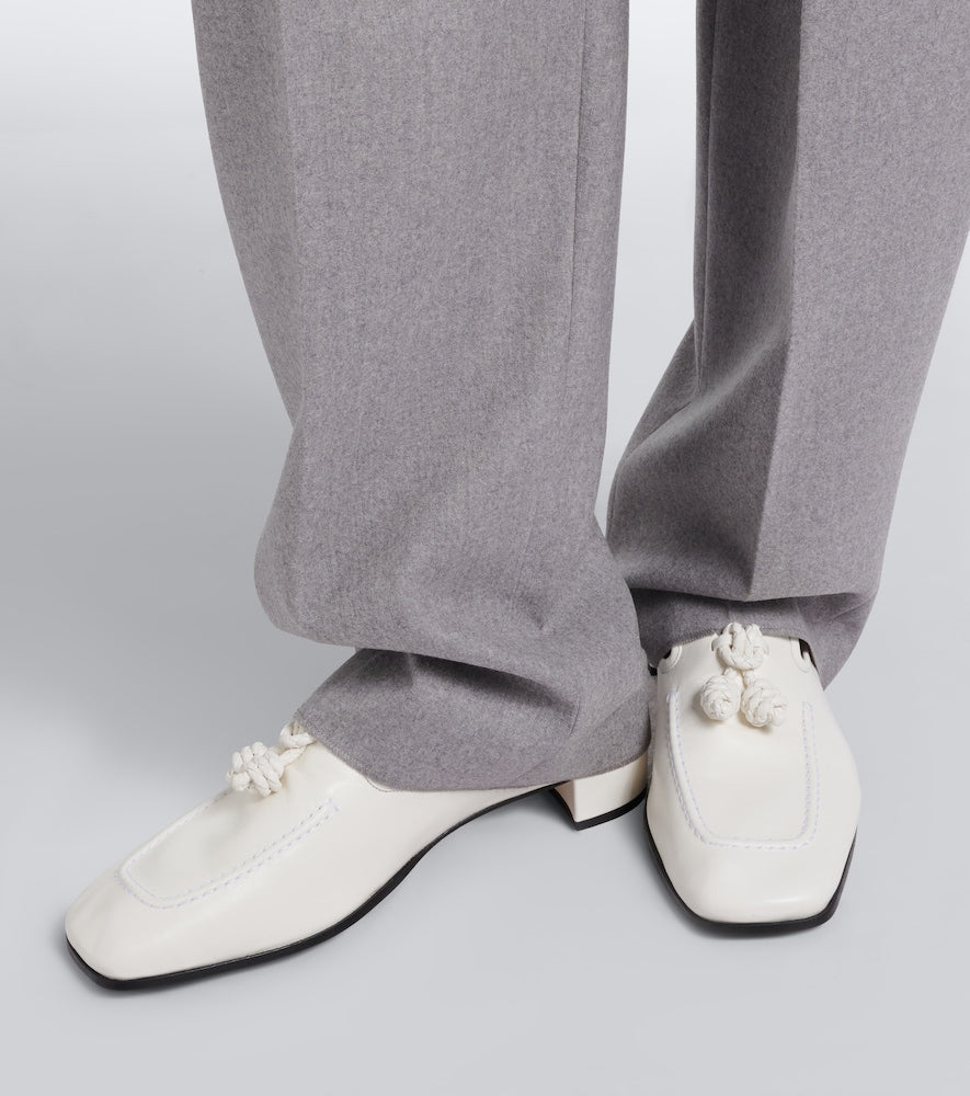 Bottega Veneta Romeo Knot leather loafer pumps (White) - Mid Heel Pumps