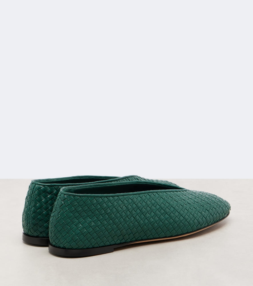 Bottega Veneta Rosa Intrecciato leather ballet flats (Green) - Ballerina Flats