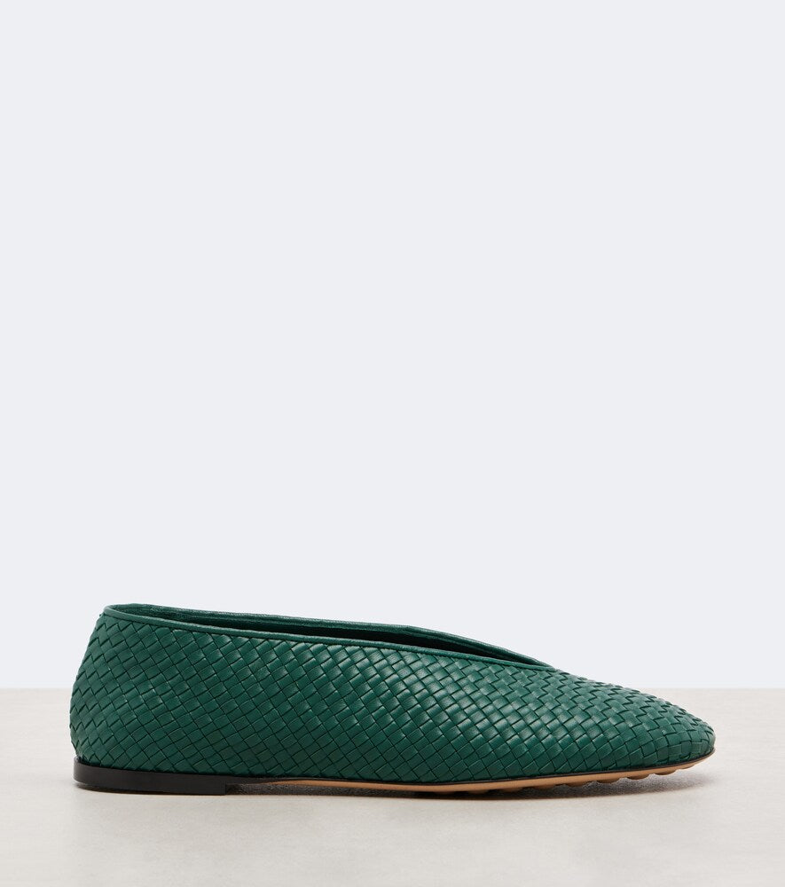 Bottega Veneta Rosa Intrecciato leather ballet flats (Green) - Ballerina Flats