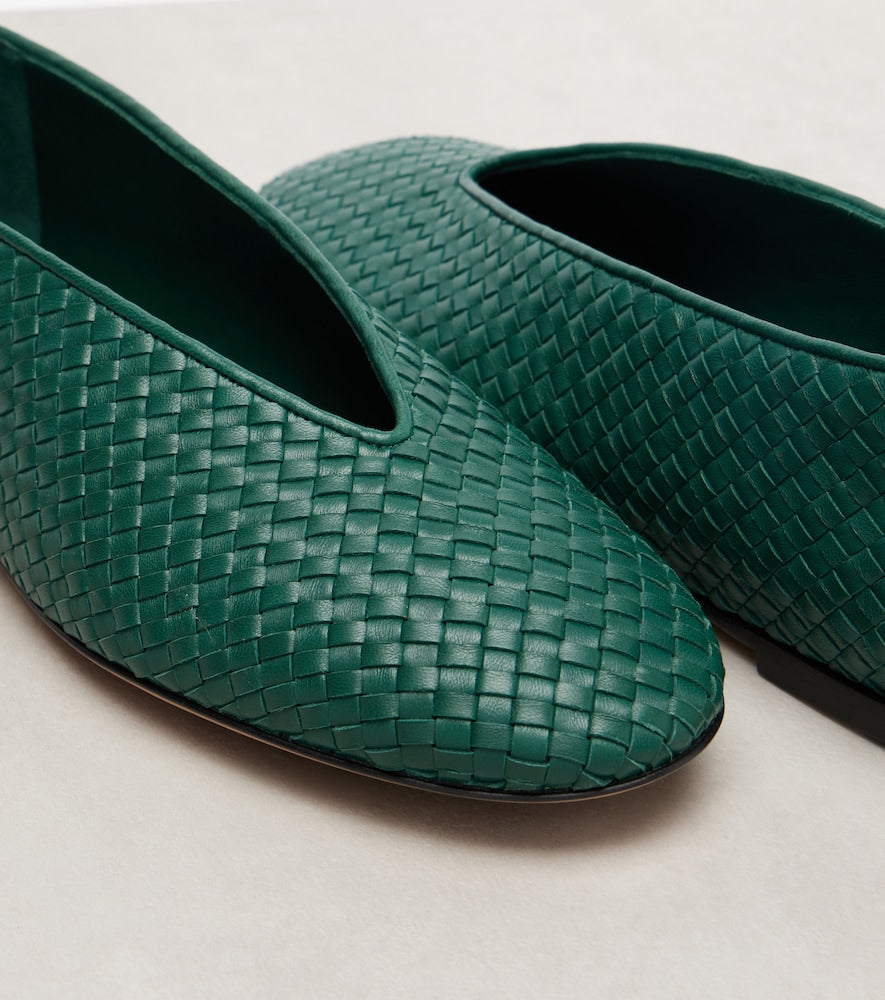 Bottega Veneta Rosa Intrecciato leather ballet flats (Green) - Ballerina Flats