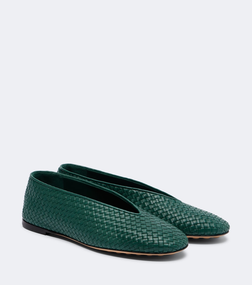 Bottega Veneta Rosa Intrecciato leather ballet flats (Green) - Ballerina Flats
