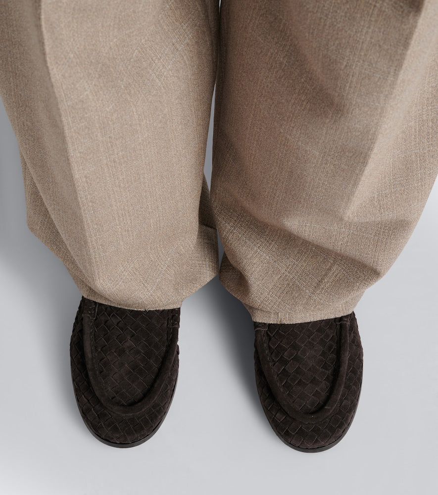 Bottega Veneta Silenzio Intrecciato suede loafers in Brown - Loafers