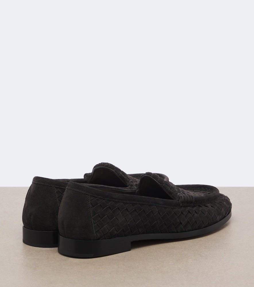 Bottega Veneta Silenzio Intrecciato suede loafers in Brown - Loafers