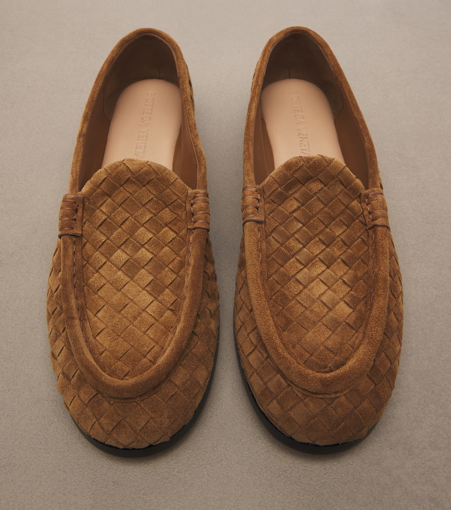 Brown Bottega Veneta Silenzio Intrecciato suede loafers - Loafers