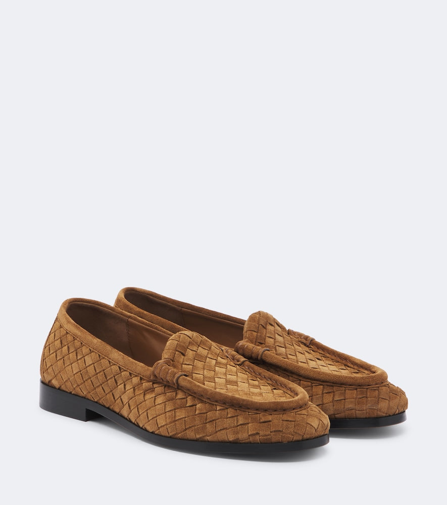 Brown Bottega Veneta Silenzio Intrecciato suede loafers - Loafers