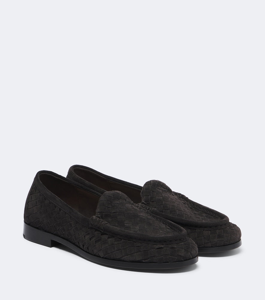 Bottega Veneta Silenzio Intrecciato suede loafers in Brown - Loafers