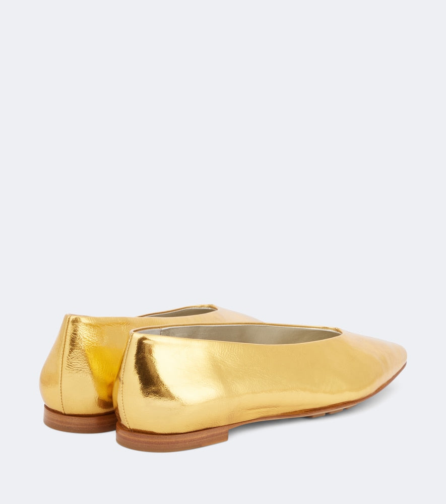 Bottega Veneta Sofia metallic leather ballet flats in Gold - Ballerina Flats