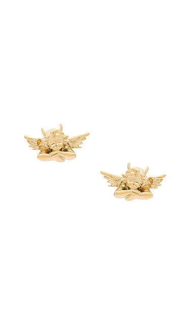 Boys Lie Stud Earrings in Metallic Gold