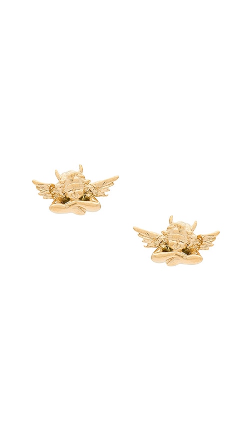 Boys Lie Stud Earrings in Metallic Gold