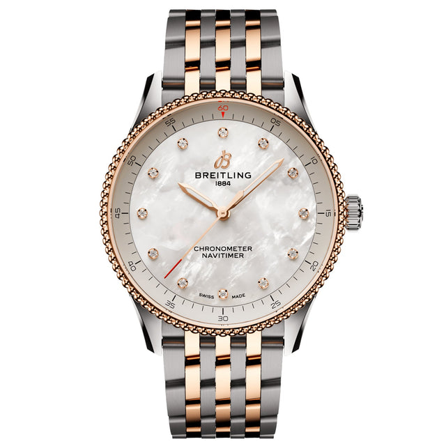 Breitling Navitimer 32 Mother-of-Pearl Dial Two-Tone Rose Gold and Stainless Steel Watch 32m - U77320E61A1U1
