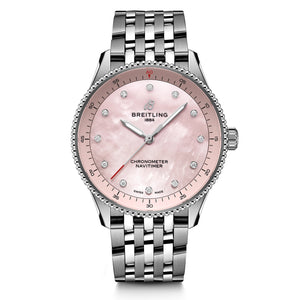 Breitling Navitimer 32 Pink Mother-of-Pearl Lab Grown Diamond Dial Stainless Steel Watch 32mm - A77320D91K1A1
