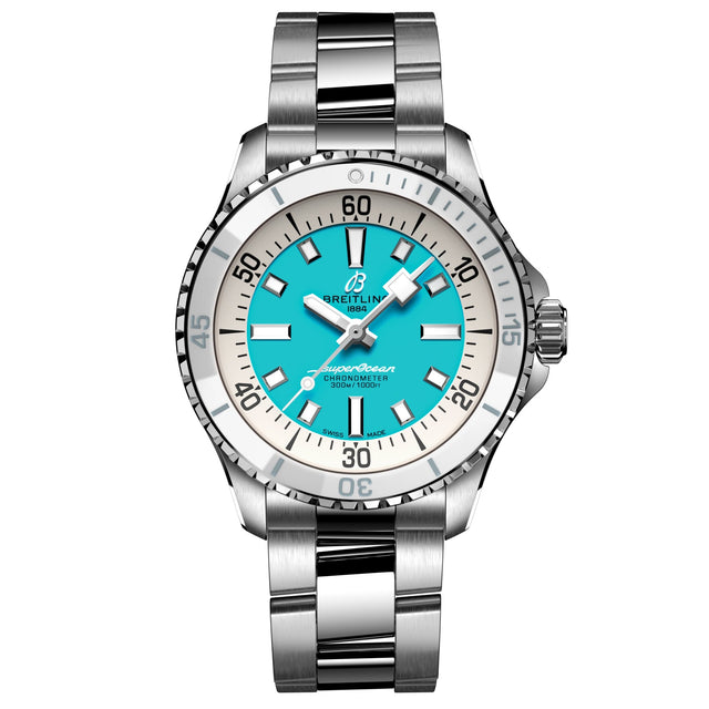 Breitling Superocean Automatic 36 Turquoise Dial Stainless Steel Bracelet Watch 36mm - A17377211C1A1