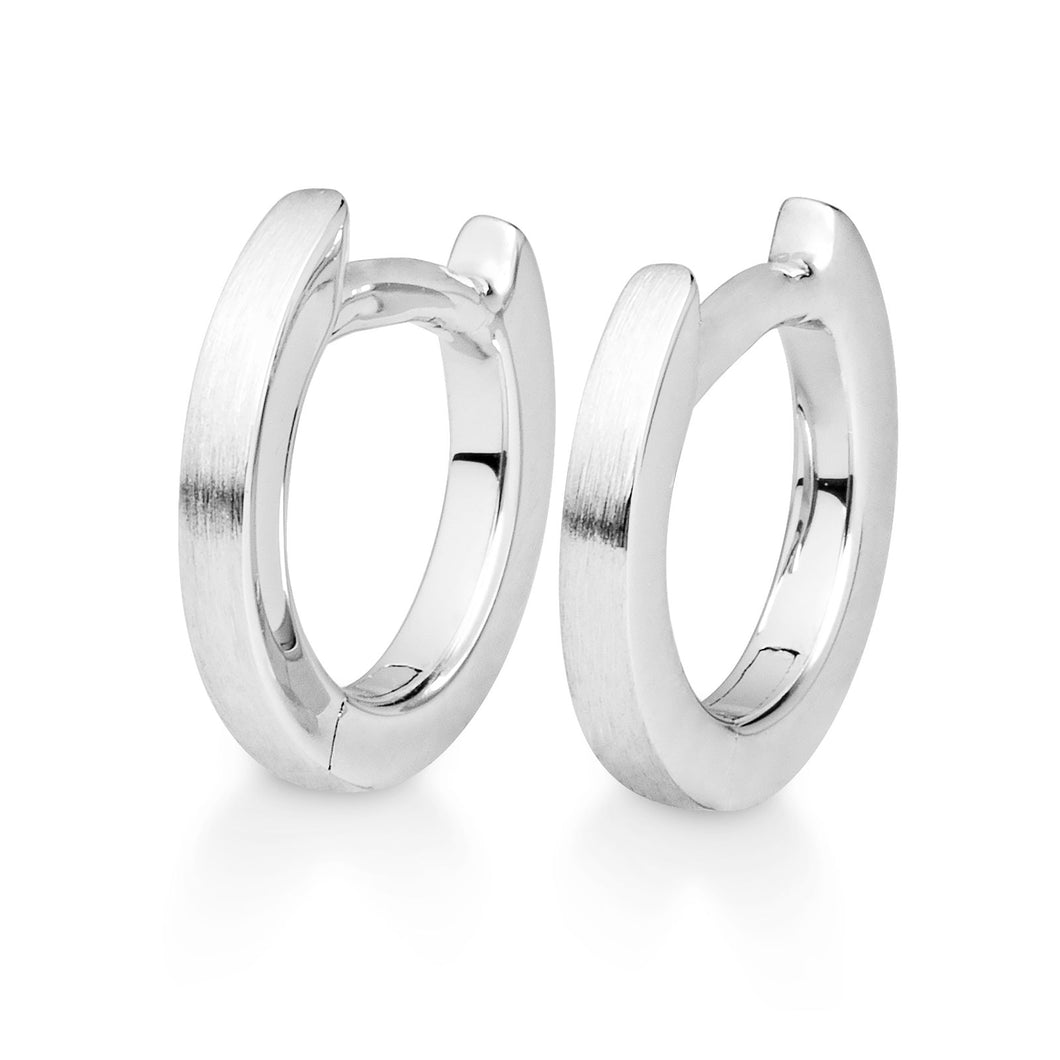 Breuning 10mm White Gold Huggie Hoop Earrings