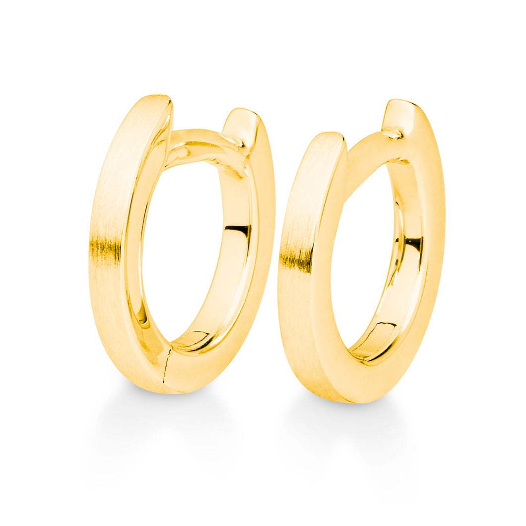 Breuning 10mm Yellow Gold Huggie Hoop Earrings