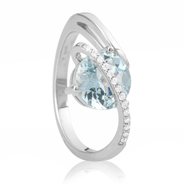Breuning 1/10ctw Diamond Blue Topaz White Gold Ring - Size 7