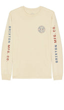 Brixton Crest Long Sleeve Tee in Cream