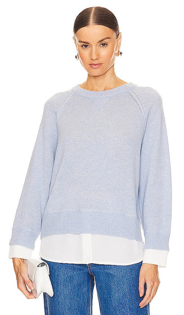 Brochu Walker Knit Sweatshirt Looker in Baby Blue - Brochu Walker Knit Sweatshirt Looker en bleu bébé - 淡蓝色 Brochu Walker 针织运动衫造型 - Brochu Walker Strick-Sweatshirt Looker in Babyblau - Brochu Walker 니트 스웻셔츠 루커 베이비 블루 색상 - Felpa in maglia Brochu Walker Looker in celeste