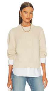 Brochu Walker Raya Ruched Crew Looker in Cream - Brochu Walker Raya - Looker ras du cou froncé en crème - Brochu Walker Raya 奶油色褶饰圆领风衣 - Brochu Walker Raya Ruched Crew Looker in Creme - Brochu Walker 라야 루치드 크루 루커 크림색 - Brochu Walker Raya Crew Looker increspato in crema