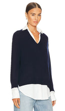 Brochu Walker V-neck Layered Pullover in Navy