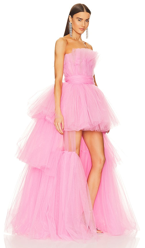 Bronx and Banco Anna Tiered Maxi Gown in Pink