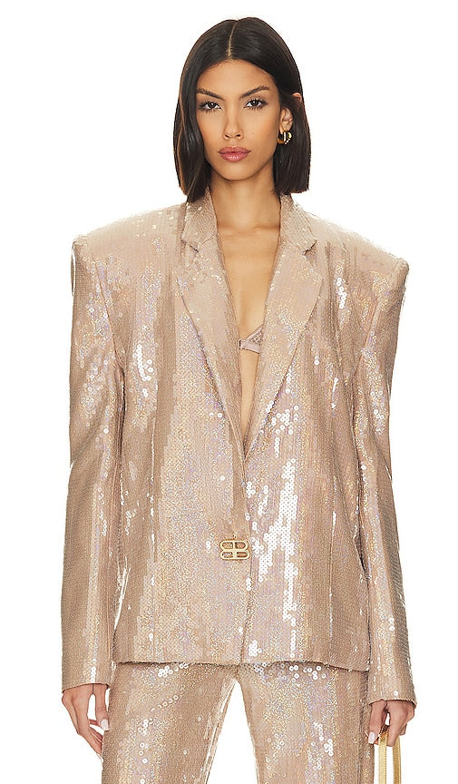 Bronx and Banco Capri Nude Sequin Blazer in Nude