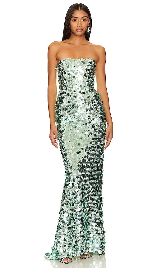 Bronx and Banco Farah Strapless Gown in Green - Bronx and Banco Farah - Robe bustier verte - Bronx and Banco Farah 绿色无肩带礼服 - Bronx and Banco Farah Trägerloses Kleid in Grün - Bronx and Banco Farah 그린 스트랩리스 가운 - Abito senza spalline Bronx e Banco Farah in verde