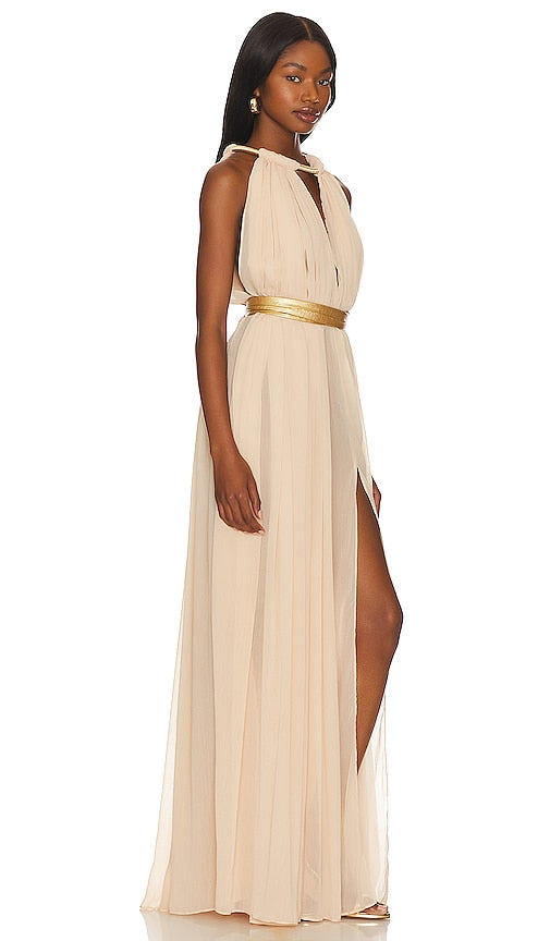 Bronx and Banco Japera Halter Neck Gown in Cream