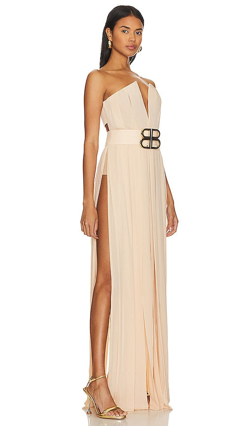 Bronx and Banco Nia Cream Strapless Gown in Cream