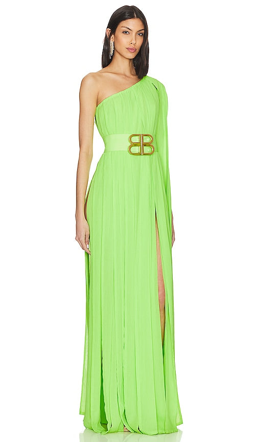 Bronx and Banco Nia Green One Shoulder Gown in Green