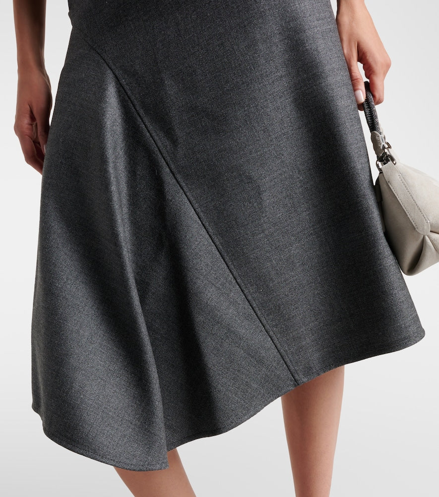 Brunello Cucinelli Asymmetric virgin wool midi skirt