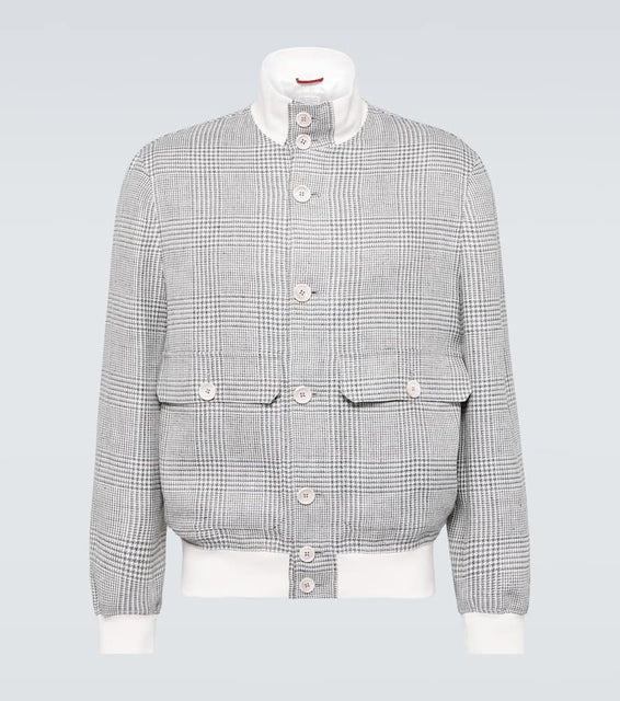 Brunello Cucinelli Checked linen, wool and silk jacket