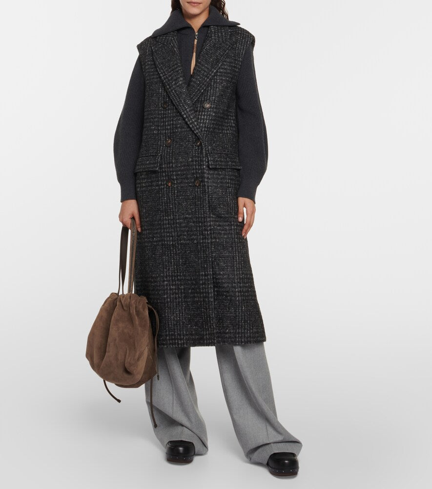Brunello Cucinelli Checked wool-blend coat