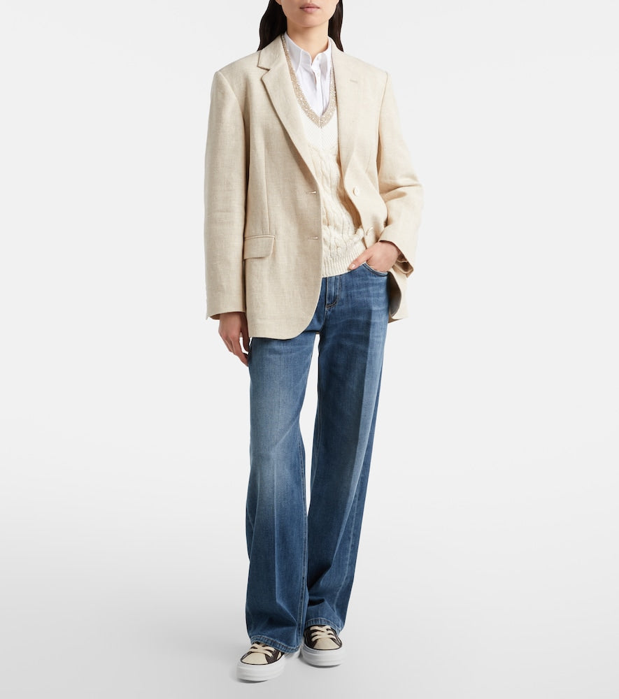 Brunello Cucinelli Classic leather-trimmed sneakers