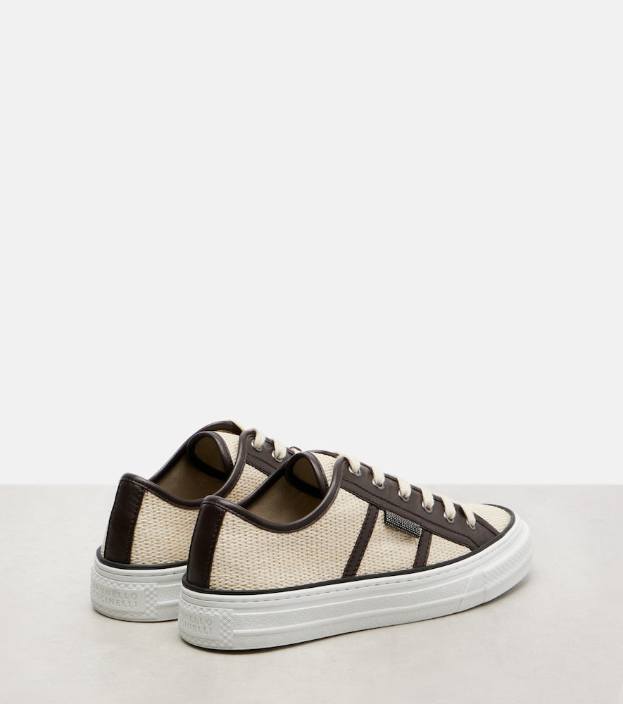 Brunello Cucinelli Classic leather-trimmed sneakers