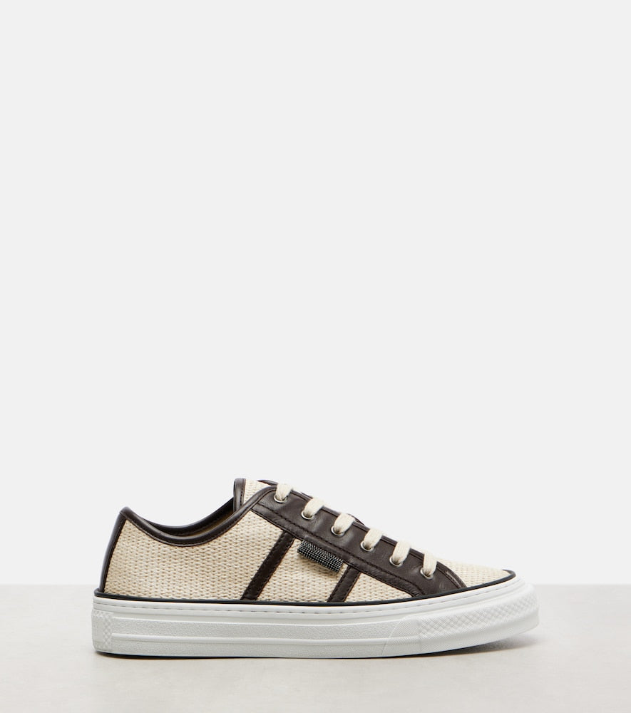 Brunello Cucinelli Classic leather-trimmed sneakers