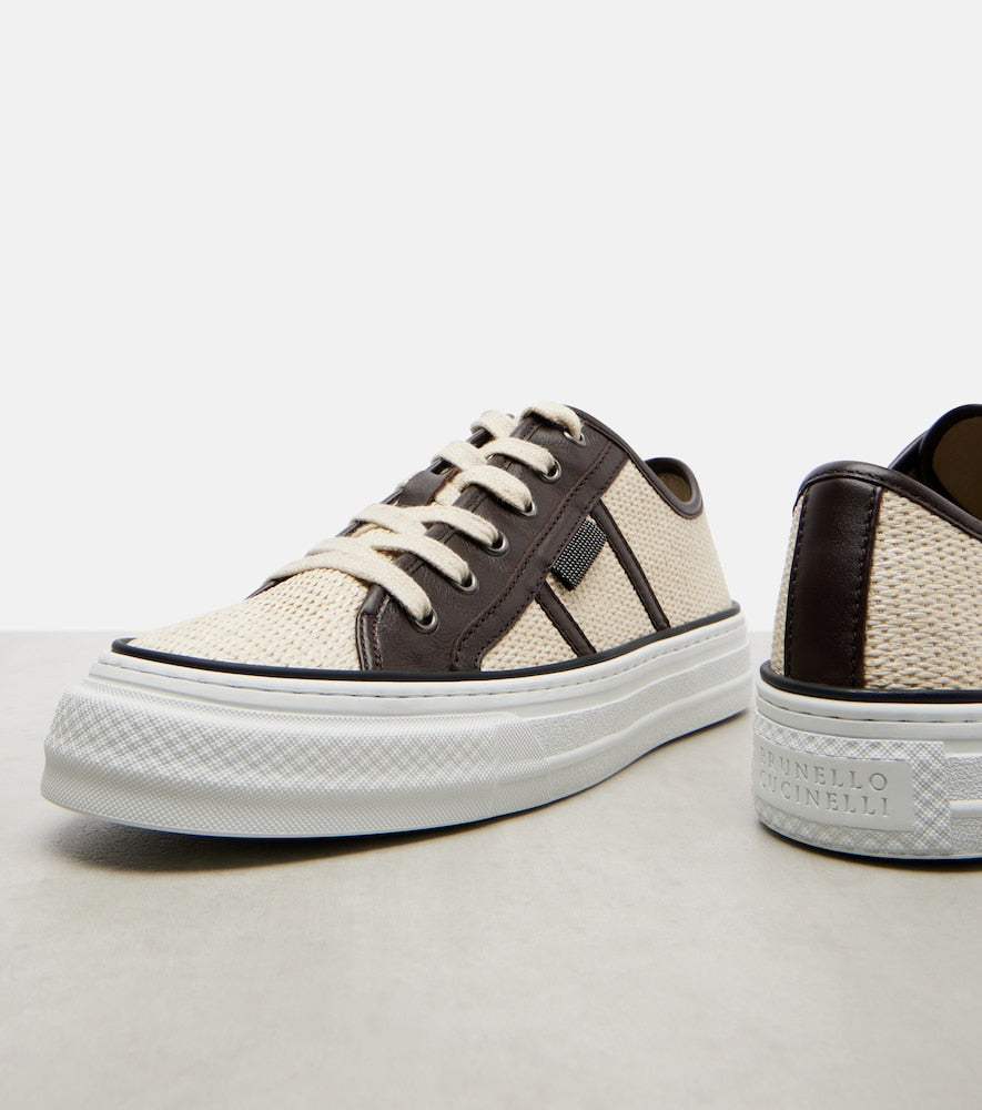 Brunello Cucinelli Classic leather-trimmed sneakers