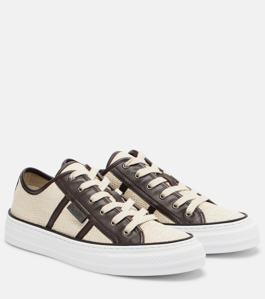 Brunello Cucinelli Classic leather-trimmed sneakers