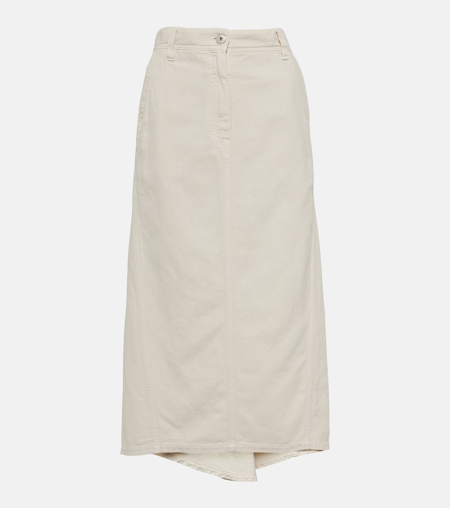 Brunello Cucinelli Cotton and linen midi skirt - Brunello Cucinelli 棉麻中长半身裙